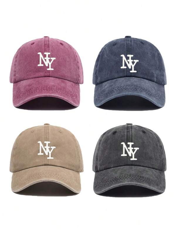 1 pièce Casquette de baseball vintage lavée unisexe avec design de lettre NY, casquette de papa réglable et casquette de baseball - Casquette décontractée unisexe, parfaite pour les sports de plein air, les voyages et la course