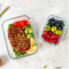 10/2pc Green Glass Food Storage Container Lid, Airtight Glass Meal Preparation Container, Reusable Food Container With Leak-Proof Latch Lid, Suitable For Leftovers, Takeout, Oven, Microwave, Refrigerator, Frozen  Lunch Container - 綠色 2pcs - 查看 5