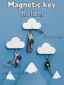 1 قطعة خطاف مغناطيسي قوي مضاد للاختراق بتصميم سحابة لتعليق المفاتيح في المنزل - خطاف مفاتيح مغناطيسي متعدد الوظائف للتعليق على الحائط في المدخل أو الممر، التصميم المريح على شكل سحابة له تأثير مهدئ ويضيء الزاوية بشكل فوري عند التعليق