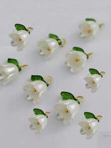 10 pezzi di ciondoli a forma di ciliegie rosse, piccoli e carini, perline di vetro a forma di frutta, ciondoli in acrilico con perline, con anello per orecchini, bracciali, collane, creazione di gioielli e artigianato fai-da-te