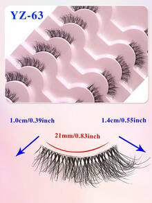 8对蓬松柔软透明假睫毛，仿貂毛材质，卷翘款式，适合日常佩戴