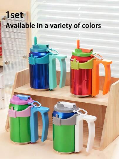 汽水罐盖和罐架组合套装 - 带吸管的罐头防溢盖，可重复使用的罐架，防止泄漏，保持饮料新鲜和安全的罐子，耐用的防溢盖与大多数标准汽水罐兼容，多用途罐架适用于家庭、办公室、野餐、公路旅行和户外派对，方便的带吸管的罐盖，方便饮用，可用于可乐、啤酒、苏打水和其他罐装饮料