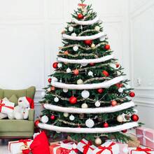 1PC 1.5m/5m/10m White Fluffy Faux Fur Trim For Christmas Tree Skirts & DIY Crafts, Christmas Decorations For Home