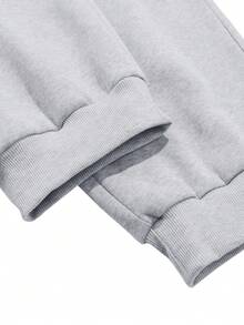 Big Belly Thin Velvet Pants Autumn And Winter New Men's Leg Binding Pants With Added Fat And Increased Weight, Loose Casual Pants With Added Velvet Warmth, Fashionable Sports Pants - Grey - View 3