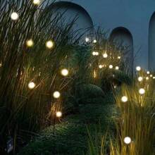 6 PCS Solar Garden Firefly Lights Outdoor Waterproof Starburst Swing Decorative Lamps For Path Yard Patio Pathway Landscape - Warm Light - 查看 2
