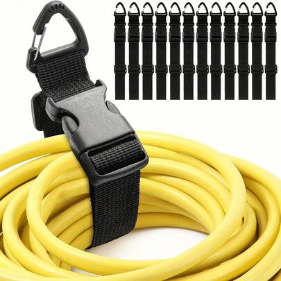 6pcs Heavy Duty Adjustable Cable Organizer With 3-Axis Locking Clips - Black Polypropylene Cord Holder, Tool-Free Installation, Suitable For Garage, Workshop And Home - Cable Management System (Compatible With Extension Cords And Power Cords)