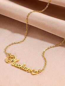 1pc Girls Personalized Necklace - Custom Heart Pendant With Name, Stainless Steel Jewelry Gift, Suitable For Anniversary Wedding Valentine's Day Gift - Year-Round Everyday And Special Occasion Chain Necklace, Pendant Necklace, Elegant Design, Exquisite Craftsmanship, Romantic Necklace - Multicolor - View 2