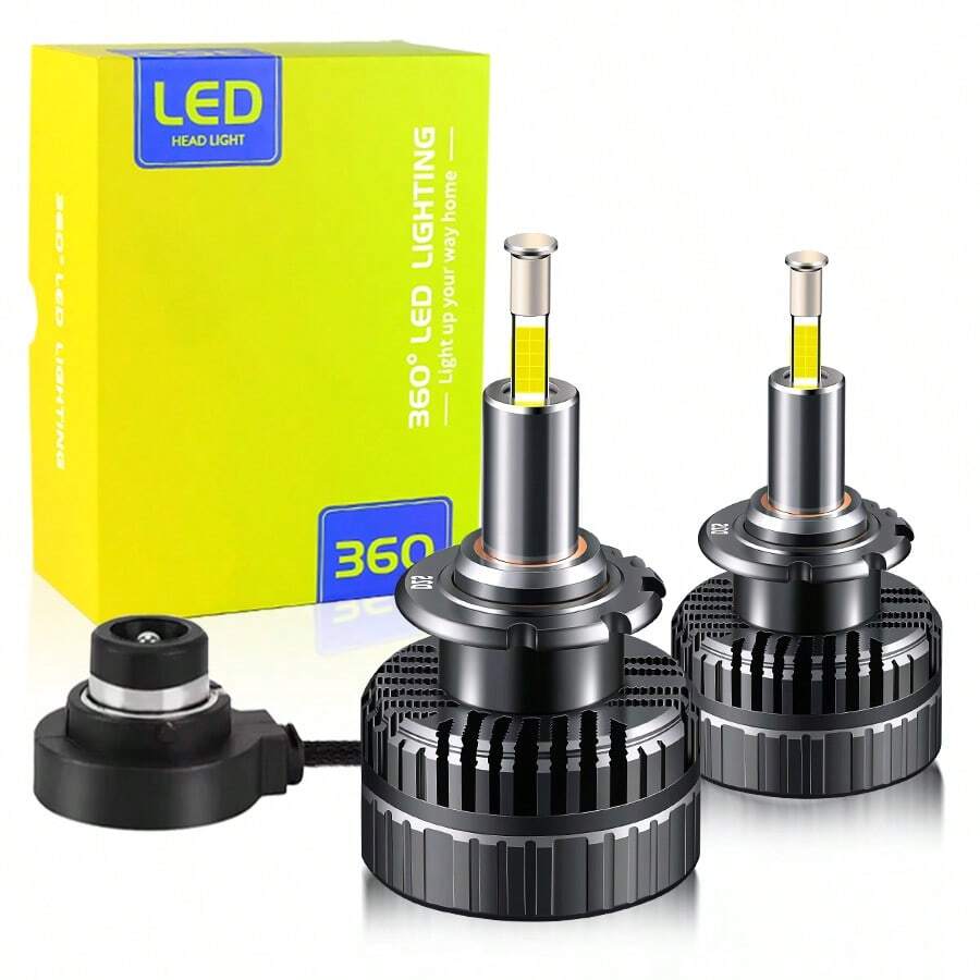 D2S/D2R LED 灯泡，50000 流明 HID 组装氙气灯泡替换件，6500K 氙气灯泡，2 件装，汽车照明升级 | LED 车头灯泡，汽车配件 | Lighting Grade 环绕矩阵高性能 LED 灯珠铜柱 12v
