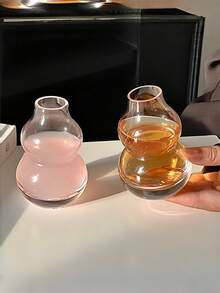 1 pieza Taza de vidrio con forma de calabaza, taza para té/infusión fría, taza de vidrio transparente para infusión fría de té, vino de frutas, taza de vidrio, vaso, vaso de balancín - transparente - Ver 3