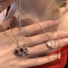 1pc New Heart Saturn Necklace For Women, Light Luxury Niche Design Clavicle Chain, High-End Neck Chain - T3226-a - View 4