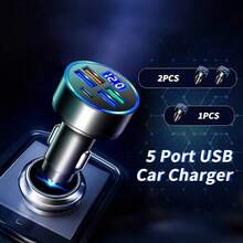 2PCS Quick Charge Car Charger, Multi-Port USB Car Lighter Adapter, Fast Charging For Smartphones & Tablets, Compact Vehicle Charger With Overload Protection, Ideal For Commute, Long Drive, Car Accessories - Black - View 7