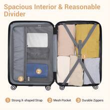 Cabin Luggage Carry On Suitcase 19 24 28 Inch ABS Hardshell TSA Lock 360 Spinner Wheels Lightweight 3 Piece Set Hand Check In Travel Unisex Sizes - Grey - View 7