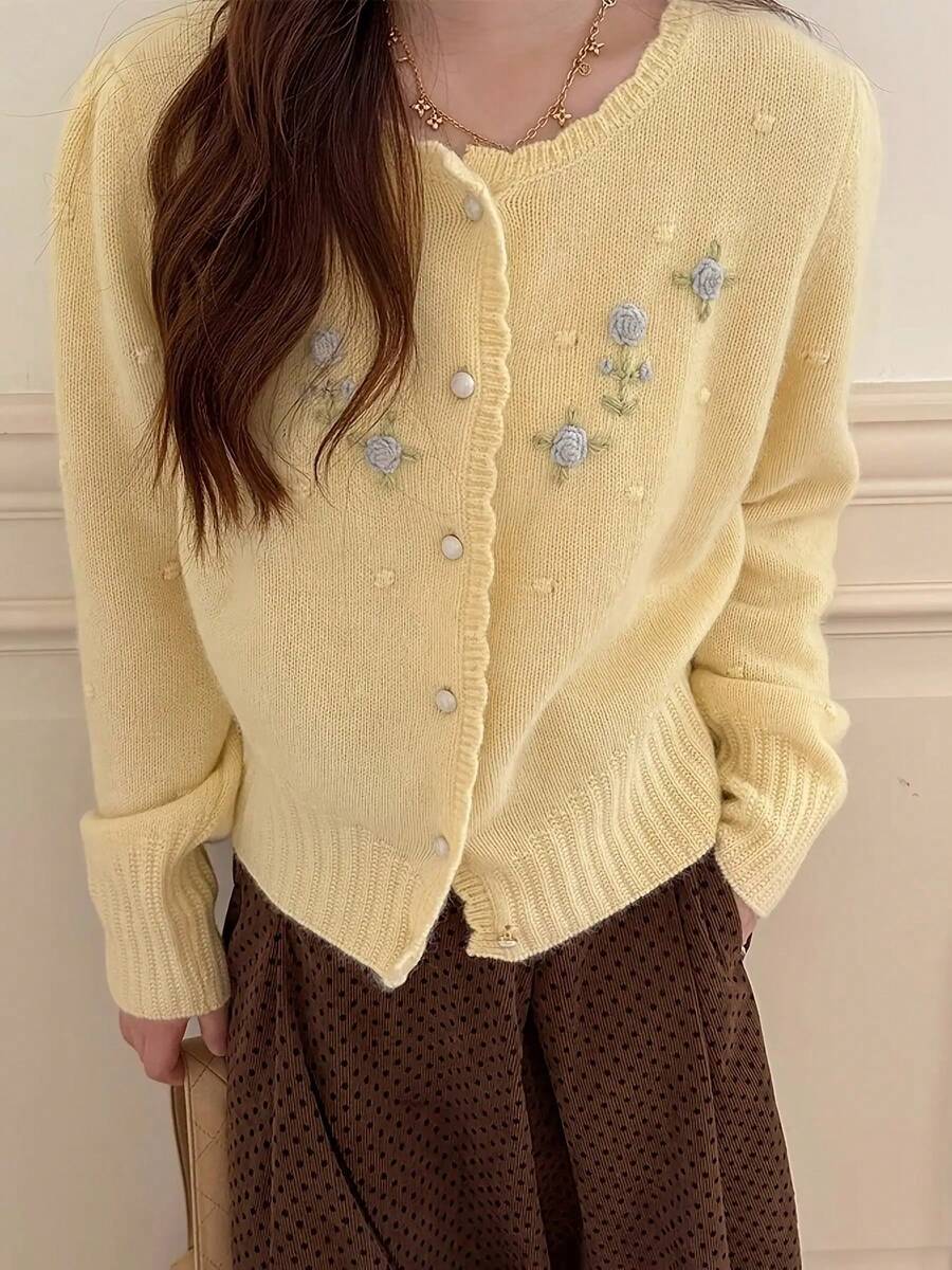 Women Knit Tops - Màu vàng - Xem 1
