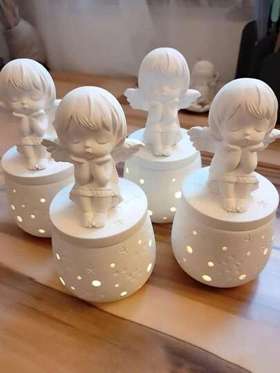 1 PIEZA Molde de silicona de niña ángel 3D pequeña, molde de vela aromática DIY de niña linda, decoración del hogar / adorno de regalo, molde de yeso para manualidades, moldes de resina epoxi para fundición, molde de arcilla y yeso para adornos artísticos