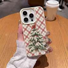 1個 TPU材料 暖かいかく楽しいクリスマスチェック柄クリスマスツリーパターンの電話ケース //Redmi/17 Pro Maxに適しています - ホワイト - チェックする 5