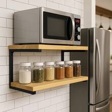 Microwave Oven Air Fryer Printer Support Spice Rack Hanging Shelf Multipurpose Niche 50cm - màu đen - Xem 6