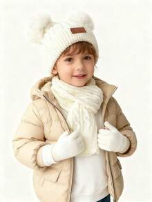 3pcs Kids/Toddlers/Infants Knitted Hat, Scarf And Gloves Warm Set, Winter - Twisted Hat - View 9