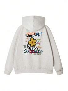 女士休闲宽松印花卫衣，舒适百搭，适合秋冬季穿着。