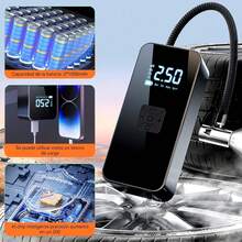 Kit de 9 Compresor de Aire Portátil con Bolsa,Inflador de Llantas,150PSI 60W de Alta Potencia con LED Pantalla,Bomba de Neumáticos de Coche 12 V, para Bicicleta, Auto, Moto y Balone - 1 - Ver 7