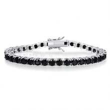 MDFUN 18K白金镀层黑色立方氧化锆网球手链，4毫米立方氧化锆吊坠手链，男女通用 - 黑色 - 查看 2