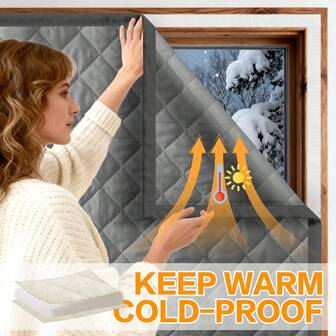 1片装冬季隔热窗帘，防风保暖，易撕贴安装，可伸缩设计，适用于客厅、卧室、厨房、地下室窗户，有效阻挡寒风。