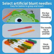 6-Piece Kids Sewing Kit, DIY Animal Ornaments Craft Set With Safety Plastic Needles, Creative Christmas Birthday Halloween Gift For Girls & Boys Ages 3-8