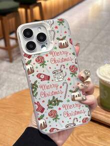 1個 クリスマス要素デザイン ファッショナブルなホワイトいスマホケース 落下防止、傷つきにくい、フルボディ保護する、旅行愛好家に適しています、ハロウィンギフト、iPhone17/17 Air/17 Pro/17 Pro Max/16 Pro Max/15 Pro Max/14 Pro Max/13 Pro Max/12 Pro Maxに適しています。 - 銀 - チェックする 2