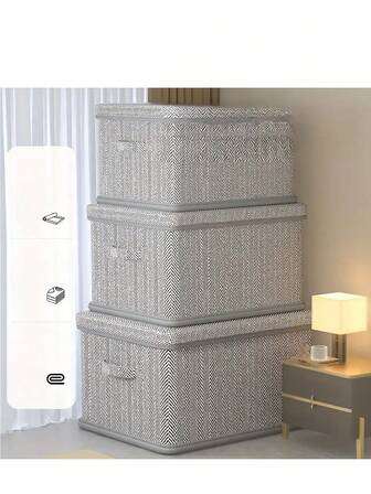 1 件大容量带盖布艺收纳盒 - 便携式深柜整理器，适用于衣服、玩具、床上用品等 - 鲸鱼图案，灰色，非常适合家庭整理、衣柜、卧室、宿舍、行李箱