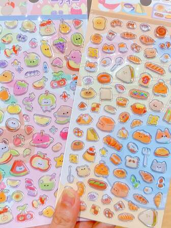 Pegatinas de cristal 3D de animales como gatos y conejos, de estilo de dibujos animados y transparentes. Pueden decorar artículos de papelería, fundas de teléfono DIY, cuadernos y suministros para scrapbooking.