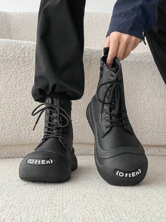 Men's New 2025 Leather Outdoor Hiking Casual Shoes, Lightweight Non-Slip Work Boots, High-Top Lace-Up, Plus Size 46