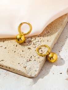 1 Set Stainless Steel Personalized Round Bead Pendant Magnetic Necklace Earrings Jewelry Set, Suitable As Gift