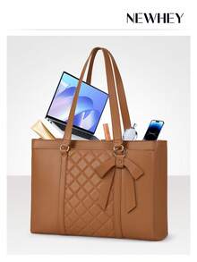 NEWHEY 15.6 Inch Women's Laptop Bag, Waterproof Leather Laptop Tote Bag, Professional Computer Briefcase, Large Capacity Handbag, Suitable For Office, Teacher And Travel - Multicolor - View 3