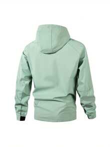Men's Soft-Shell Jacket, Windproof Hooded Outdoor Jacket, Suitable For Hiking And Camping - 綠色 - 查看 4