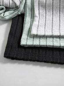 3pcs/Set Boys' Casual Solid Color Turtleneck Long Sleeve Tops, Regular Fit, Spring & Autumn - Mint Green - View 5
