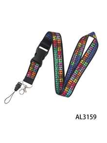 A Black Marble Lanyard, Made Of High-Quality Soft Fabric, With A Neck Strap And A Key Lanyard Strap. It Comes With A Quick Release Detachable Buckle, A Black Silky Marble Keychain, An ID Card Holder, And A Phone Bag Accessory - Multicolor - View 10