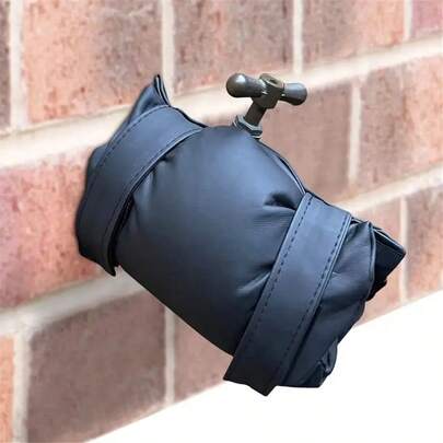 1pc Heavy Duty Outdoor Faucet Cover - Winter Freeze Protection, With Easy Hang Hook Installation Outdoor Faucet, Frost And Pipe Burst Insulation Wrap, Durable Fabric Pipe Insulation (Black) For Faucet And Pipes, Windproof And Waterproof Curtain, Insulated Exterior Faucet Cover, Windproof And Waterproof, Drainage Cover, Weatherproof Equipment, Insulation For Exterior Pipes - Random Style - Christmas Gift