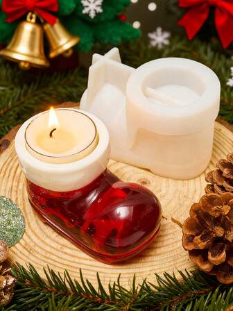 1PC 3D Christmas Sock Silicone Molds Aromatherapy Candlestick Holder Epoxy Resin Casting Molds DIY Gypsum Home Decor Supplies Desktop Ornament
