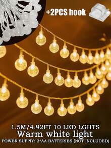 LED Crystal Ball String Lights Outdoor [Warm White/ Multicolor] - Shatterproof Bubble Moon & Star Lights, Timer & Copper Wire For Bedroom Wall Decor, Christmas Tree, Garden Wedding,Patio, Birthday Party (Battery/USB Powered), Festival Decoration, 1.5/3/6M - Multicolor - View 11