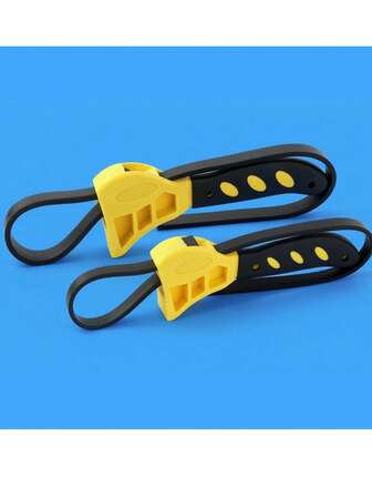 重型可调节皮带扳手套装，配有加固橡胶带，符合人体工程学的防滑手柄 - 24英寸和19.7英寸两种长度，适用于水管工、拆卸机油滤清器、开罐器、手部力量较弱者的管道工具。