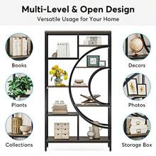 LITTLE TREE Industrielles Bücherregal Etagere Bücherregal rustikal 8 Ebenen Bücherregale mit Metallrahmen hoch freistehend offenes Lagerregal für Heimbüro Wohnzimmer