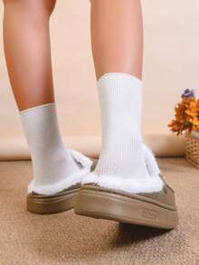 女士家居拖鞋、室内毛绒拖鞋、卧室拖鞋、保暖拖鞋 - 棕色 - 查看 5