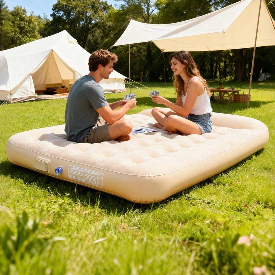 New Inflatable Mattress With Built-In Air Pump, Automatic Inflatable Pad For Outdoor Camping Or Indoor Use, Double Sleeping Mat - Multicolor - View 1