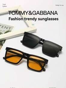 1pc Unisex Fashionable Square Frame Fashion Glasses, Suitable For Driving, Travel, Beach, Photography, Decoration