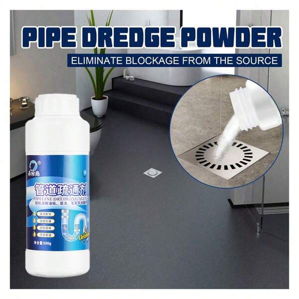 1 Bottle Of Drain Unblocker - Suitable For Toilets, Kitchens, Bathrooms, Sinks, And Shower Cubicles - For Pipe Drainage Maintenance. An Easy-To-Use Powdered Product Designed To Clear Blockages And Unclog Sinks. Features A Compact Design And Gentle Formula For Household Maintenance.