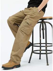 XINTM Men's Cotton Work Pants, Baggy Cargo Pants, Rip-Resistant, Multiple Pockets, Stretch, For Work, Hiking - 白色 - 查看 5