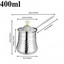 Handmade Turkish Coffee Pot - Vintage Arabic Coffee Maker & Milk Warmer With Golden Hammered Exterior, 600/400/200ml Capacity, Stovetop Compatible, No Electricity Needed, Ergonomic Handle & Lid Ideal For Home, Cafes, Restaurants Elegant Kitchen Decor - Compatible With Gas, Electric, Induction StovesCafe Equipment