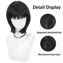 Kurze gerade Bob Perücke in Schwarz für Frauen, synthetische Perücke mit Pony, Damen Hochtemperatur-Seidenperücke für Halloween, Weihnachten, Silvester, Karneval, Musikfestivals und den täglichen Gebrauch