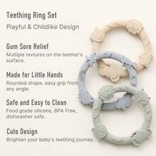 2个装硅胶婴儿牙胶，婴儿玩具，舒缓感官牙胶，适合0-3岁宝宝，易于抓握的婴儿摇铃牙胶，感官玩具 - 2pcs - 查看 4