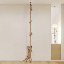 118"/300cm Extra Long Soft Cat Scratching Post, Ceiling Mounted Cat Climbing Rope Trainer