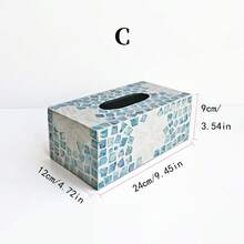 Cirelle 1个天然贝壳镶嵌装饰纸巾盒，创意ins风奢华家居纸巾架，适用于客厅、卧室、浴室，适合圣诞节、万圣节派对装饰、礼品、家居收纳整理容器 - 彩色 - 查看 16